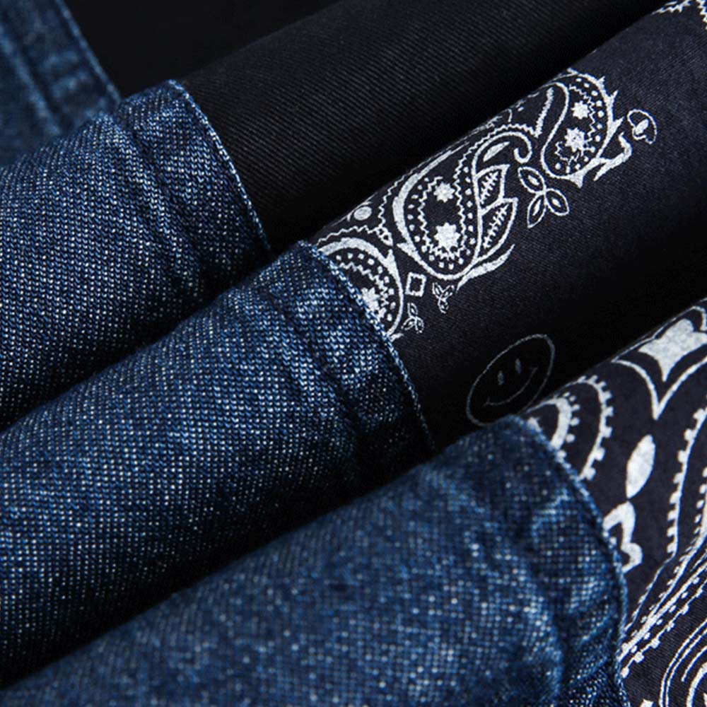 アメカジ　ペイズリー柄パッチワークシャツ 半袖