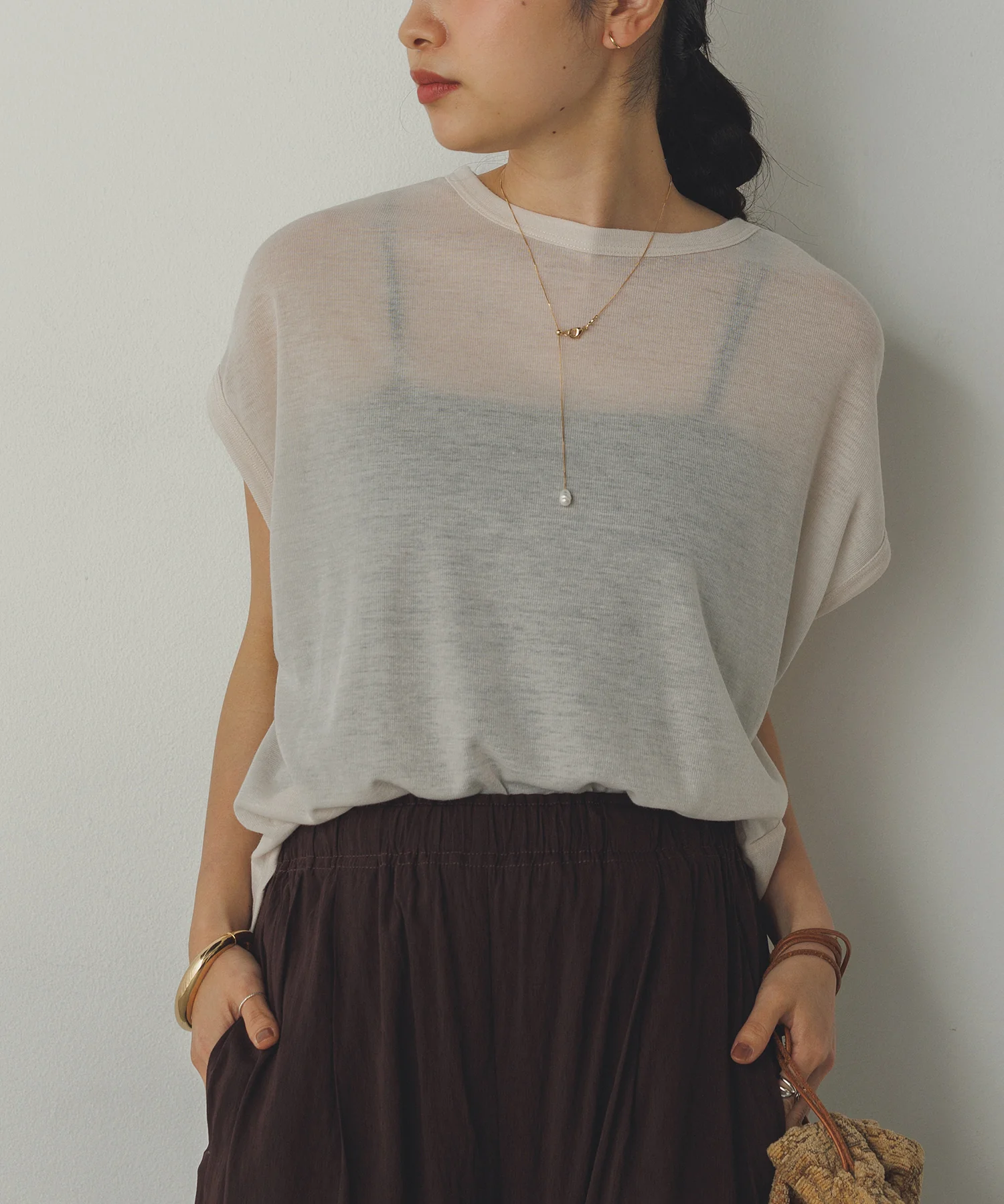 オーバーフレンチ シアーTシャツ