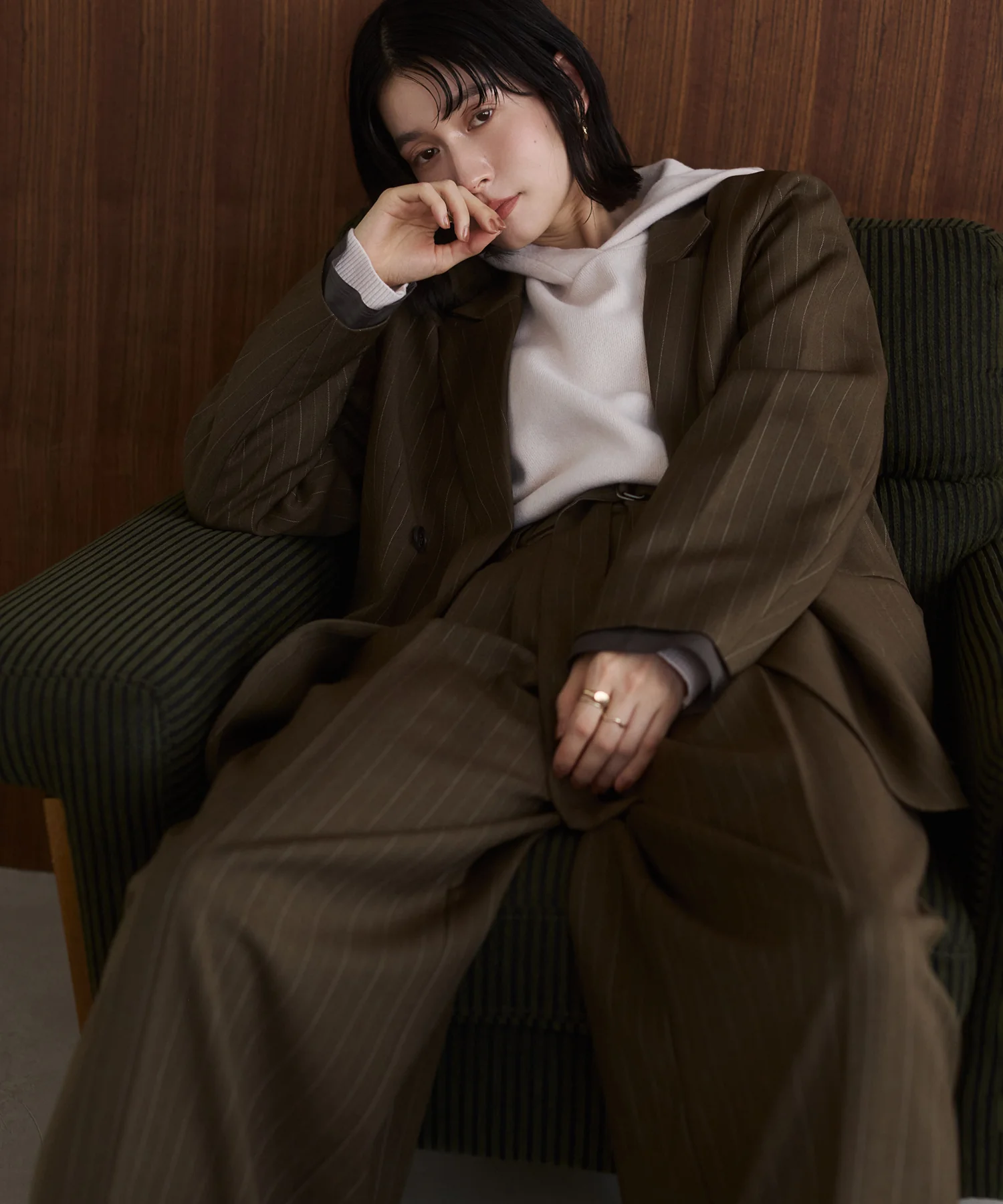 ニット フードパーカー