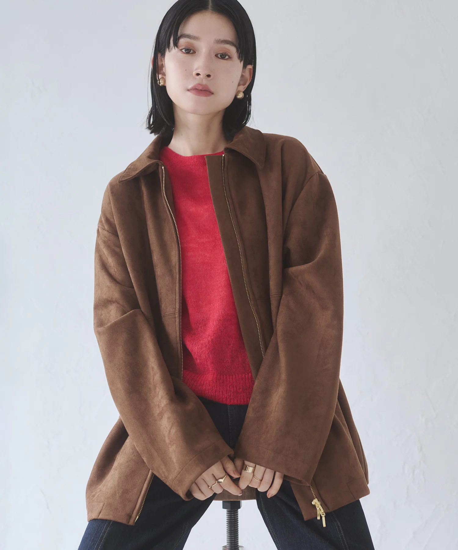 フェイクスウェード Wジップオーバーブルゾン