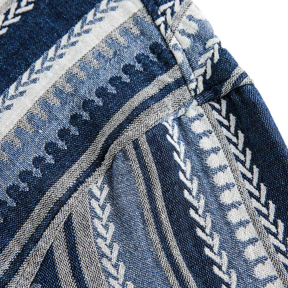 アメカジ　レトロ風編みストライプ長袖シャツ