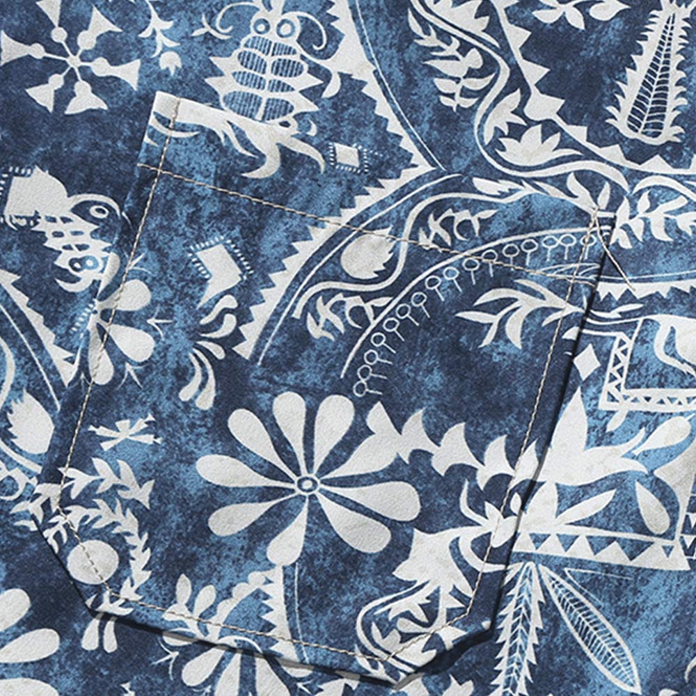 レトロ風プリントメンズ夏シャツ半袖