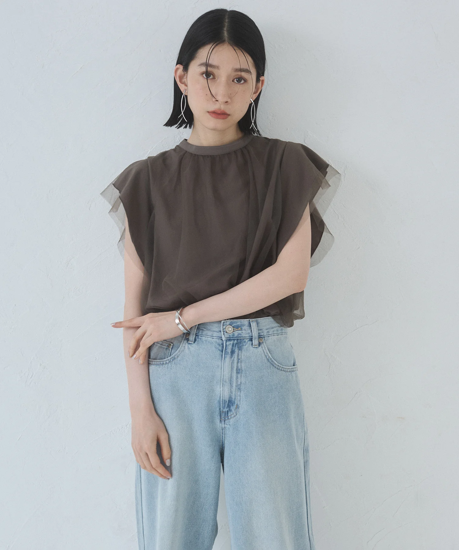 チュール レイヤードブラウス