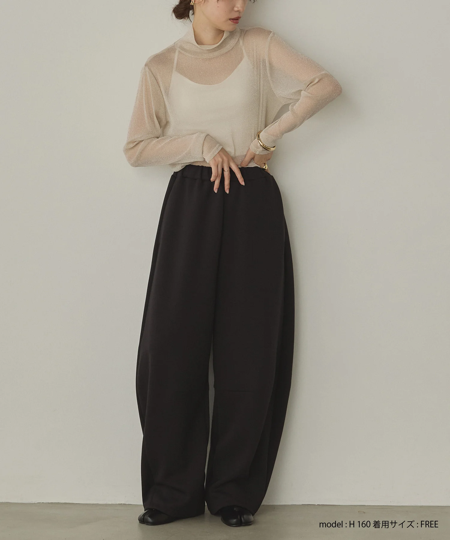 【新色追加】ラメシアー ハイネックトップス