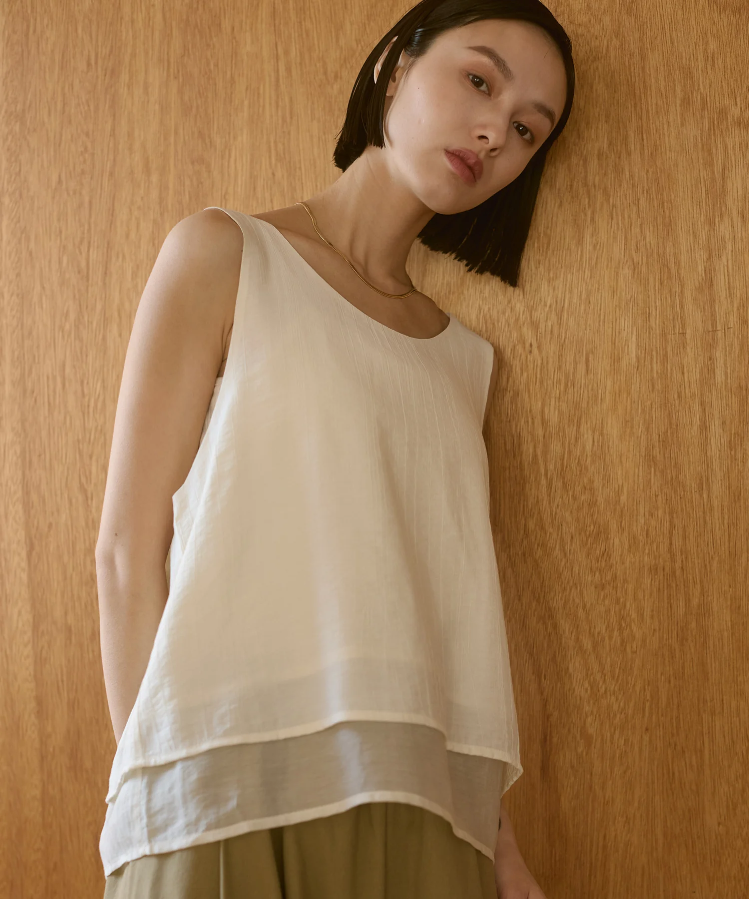 ワッシャーサテン ゆるタンクトップ
