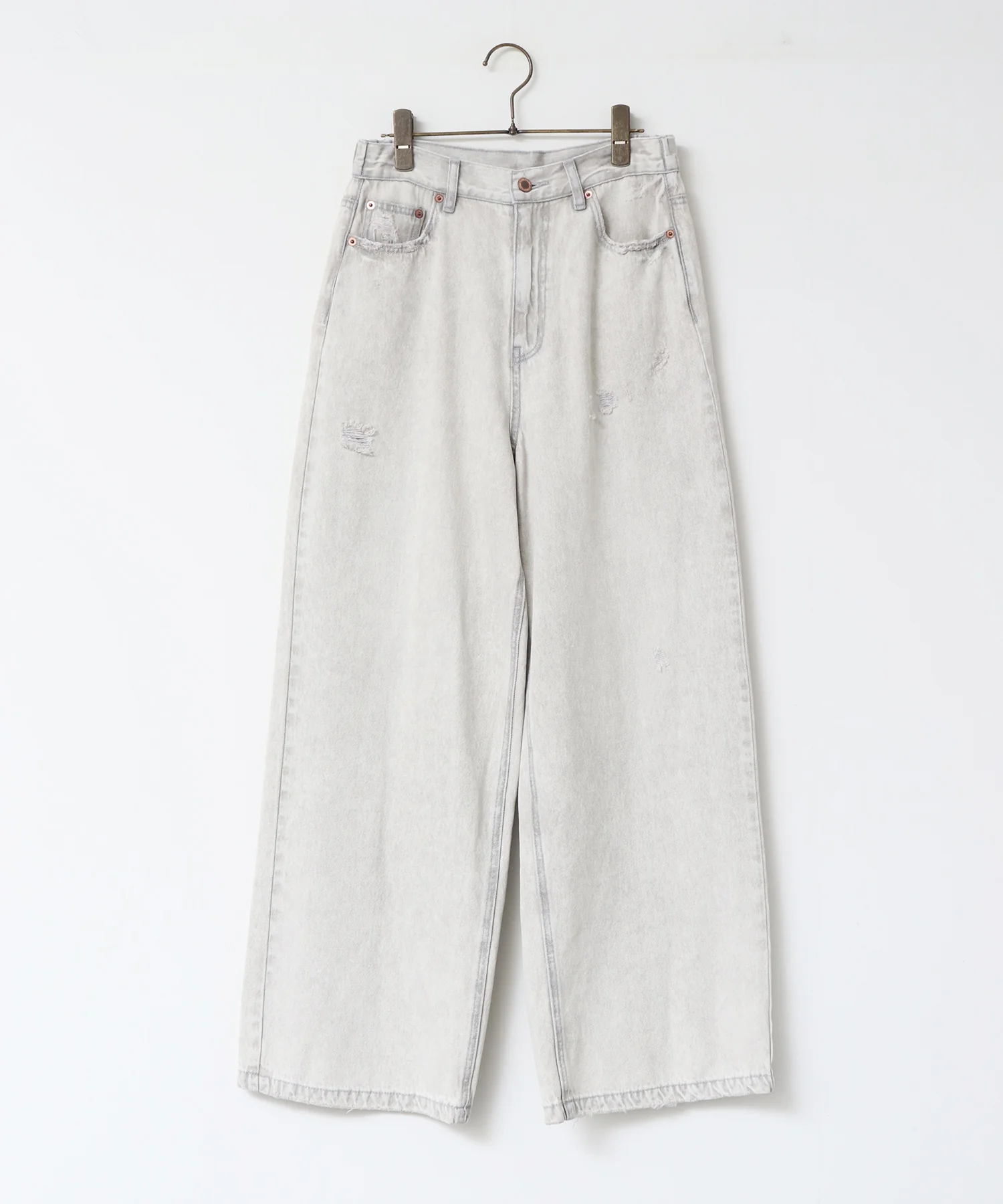 ダメージデニム ゆるストレートパンツ