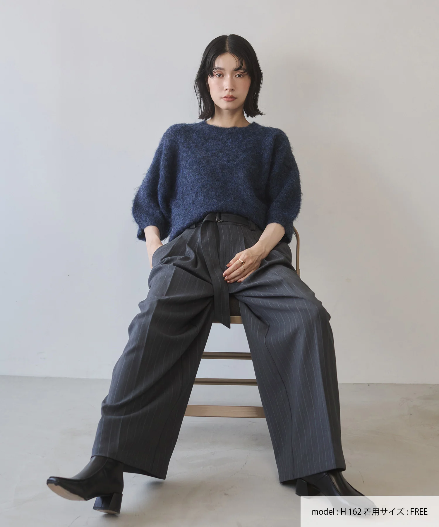 モヘアタッチ 半袖ニット