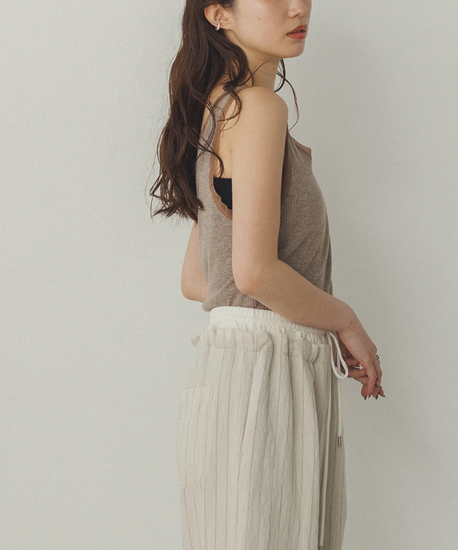 前後2WAY リブチュールタンクトップ