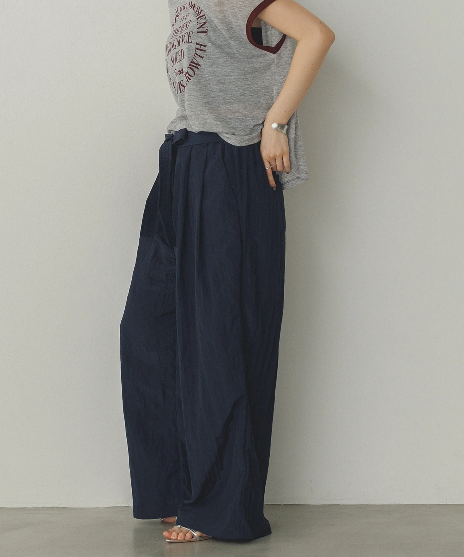 ワッシャー加工 ワイドストレートパンツ