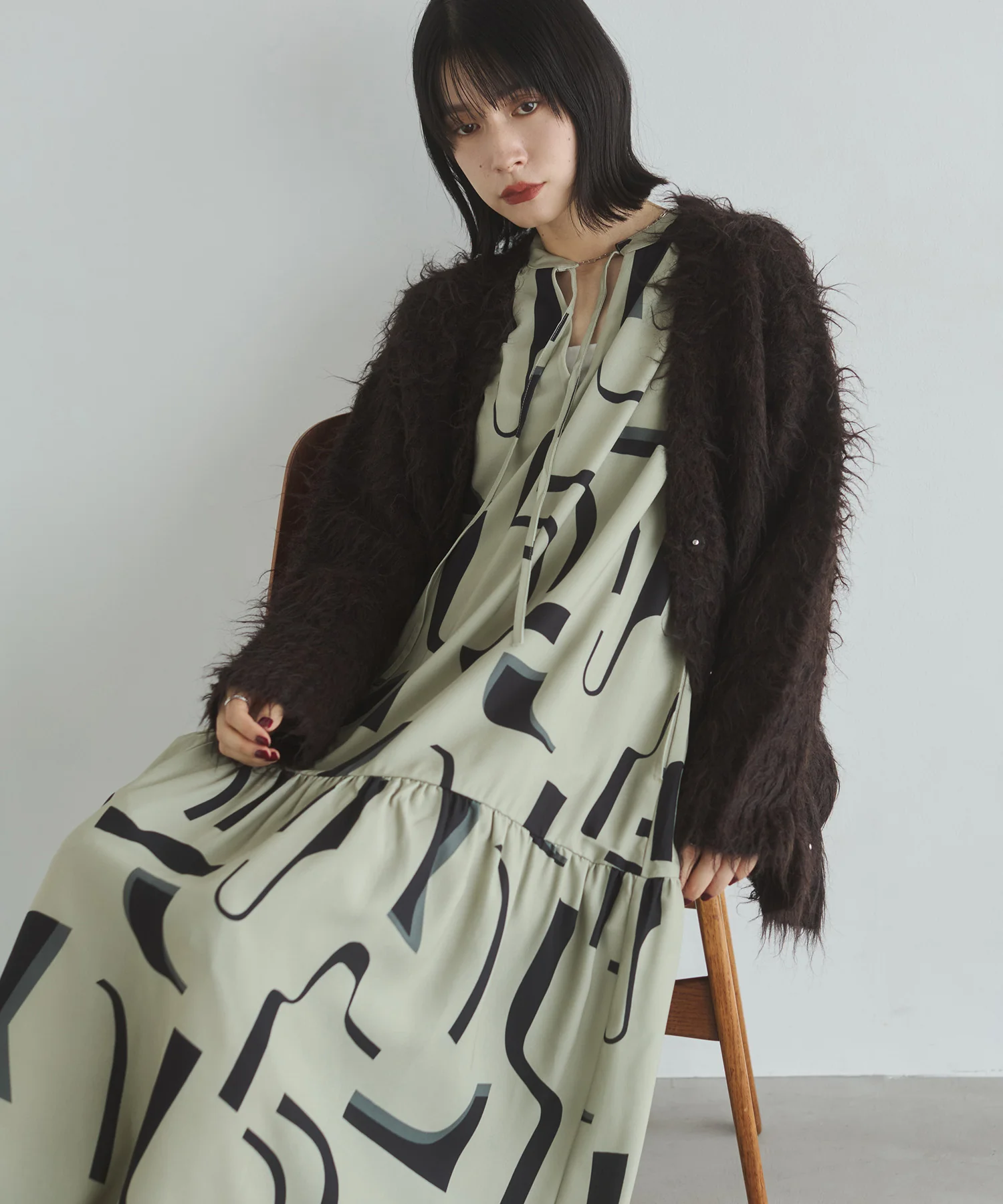 起毛シャギー ニットカーディガン