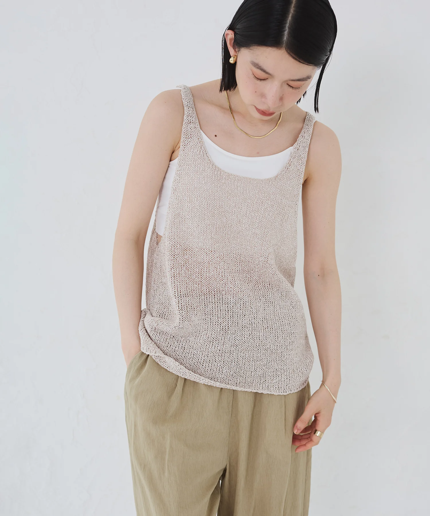 ペーパーヤーン オーバーニットタンク