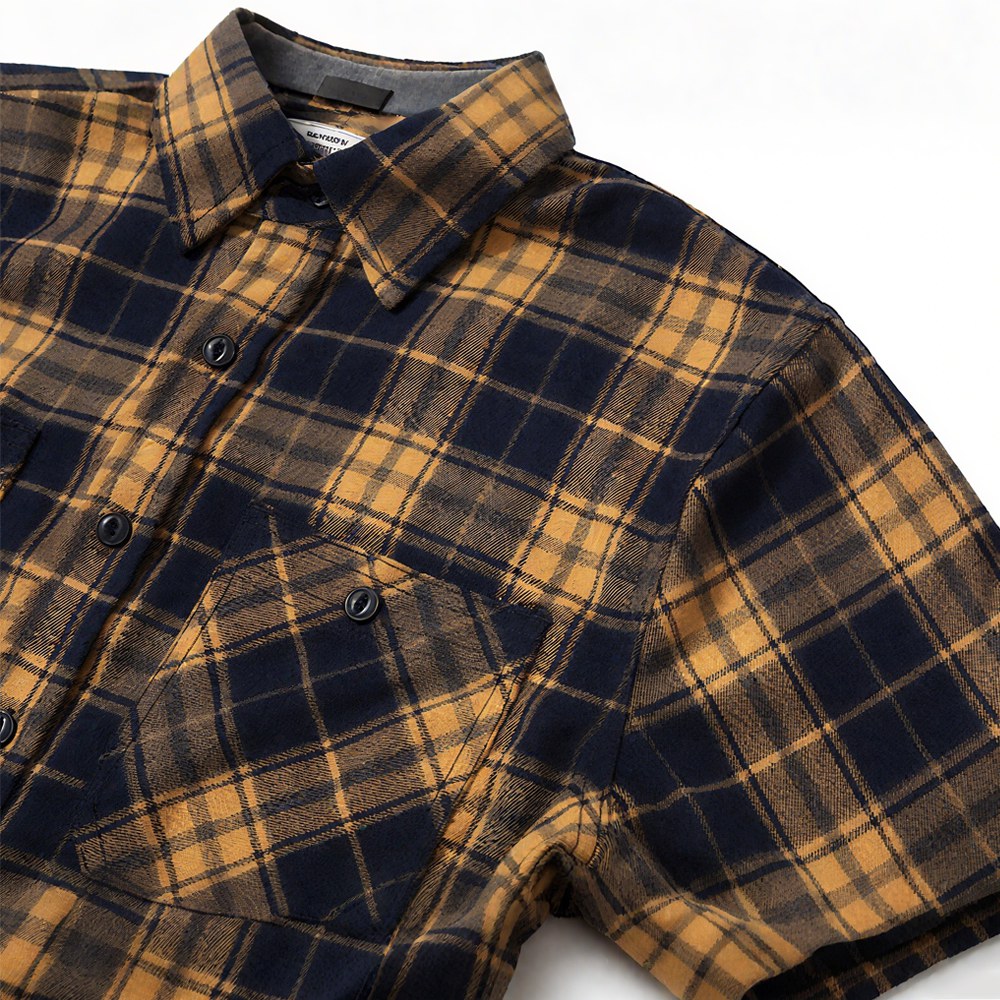 定番デザイン　ヘビーウェイトタータンチェック長袖シャツ