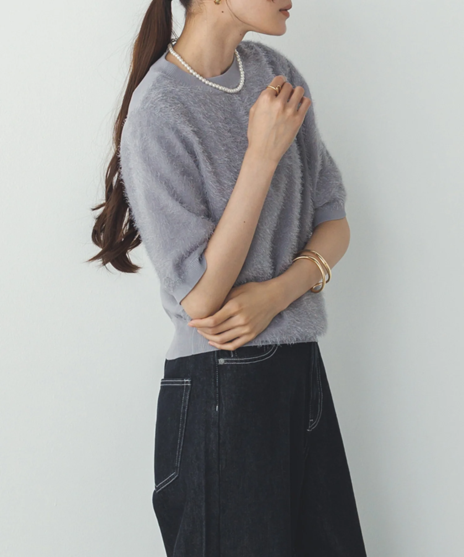 シアージャガード ハーフスリーブニット