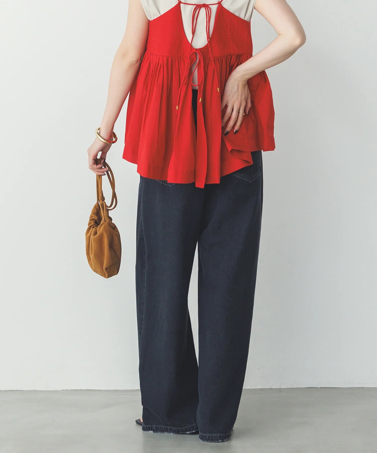 ダメージデニム ゆるストレートパンツ