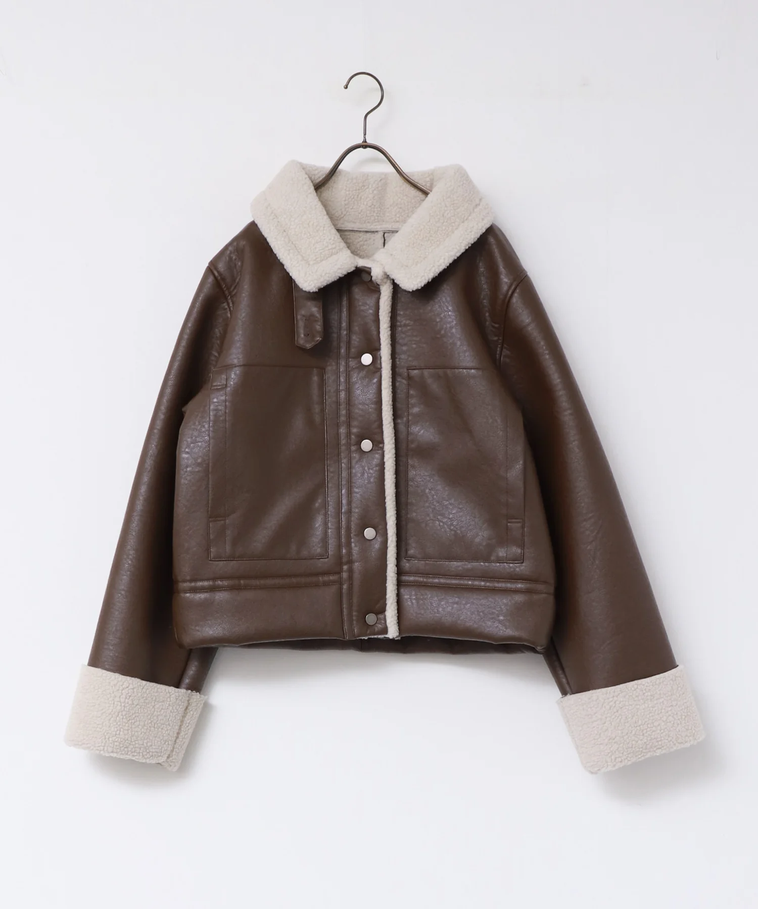 フェイクレザー×ボア ブルゾン