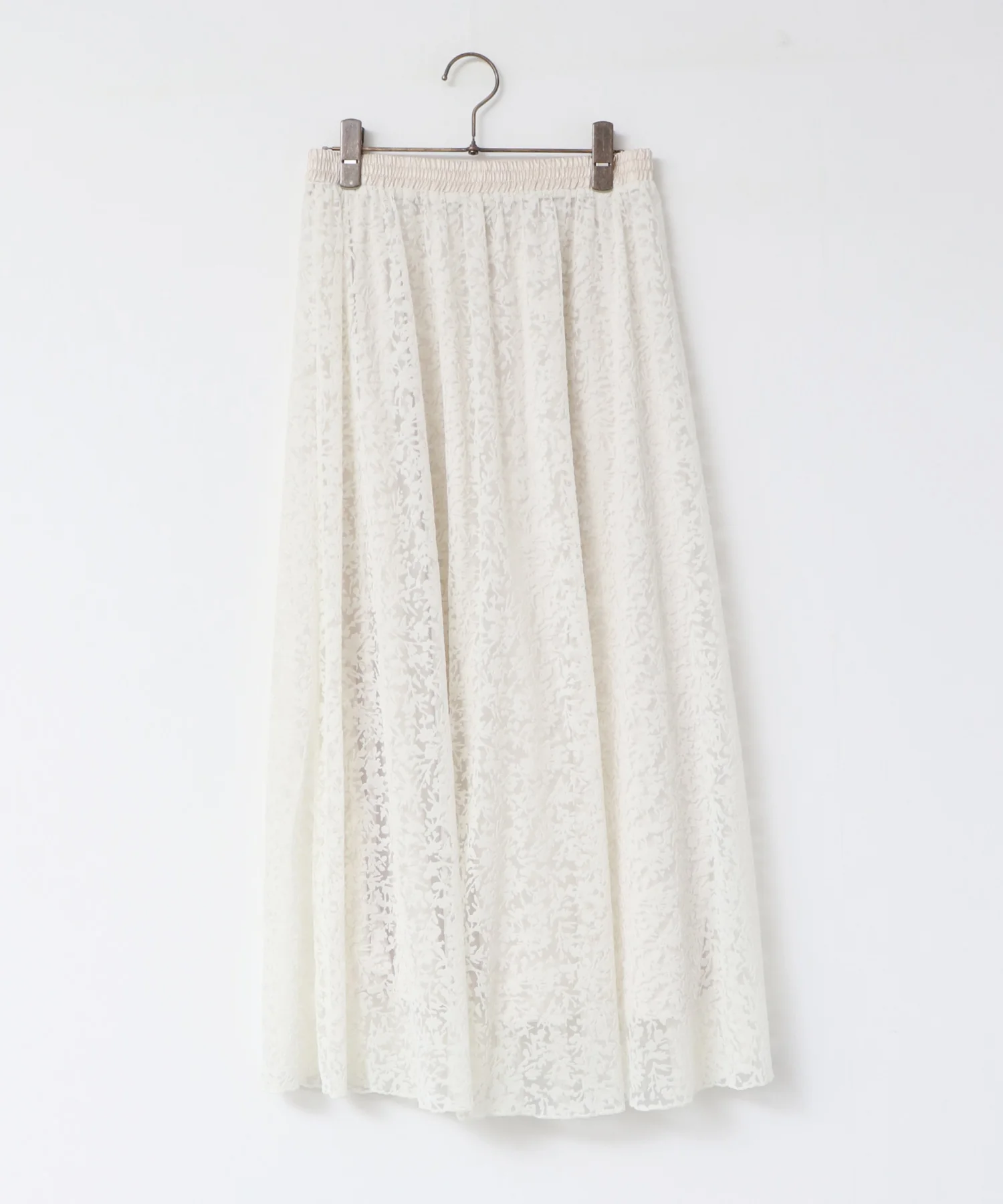 花柄フロッキー チュールフレアスカート