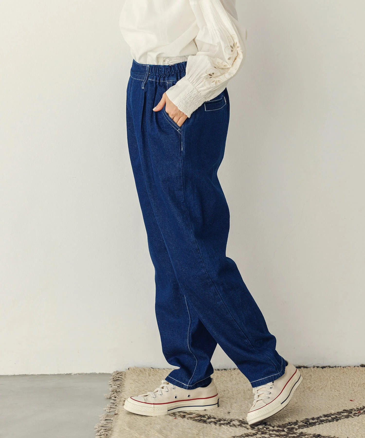 デニム/ツイルテーパードパンツ